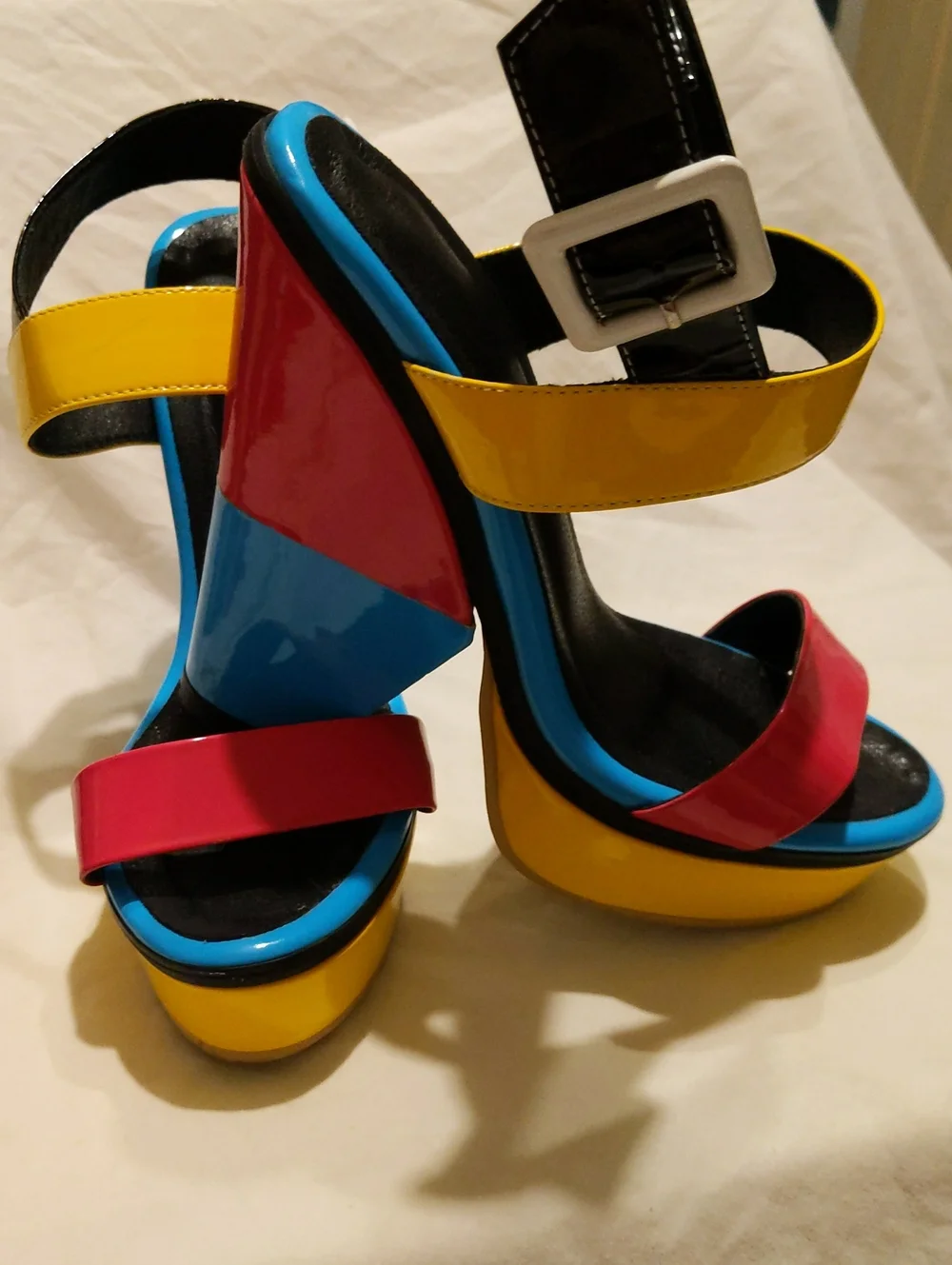 Giuseppe Zanotti Multicolor Platform Sandals in Yellow, Pink & Blue